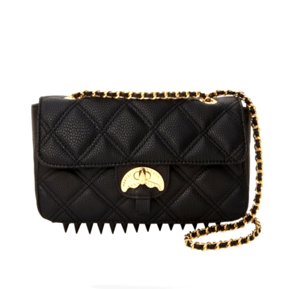 SPRAYGROUND NOIR QUILT GOLD CHAIN SHARK HANDBAG